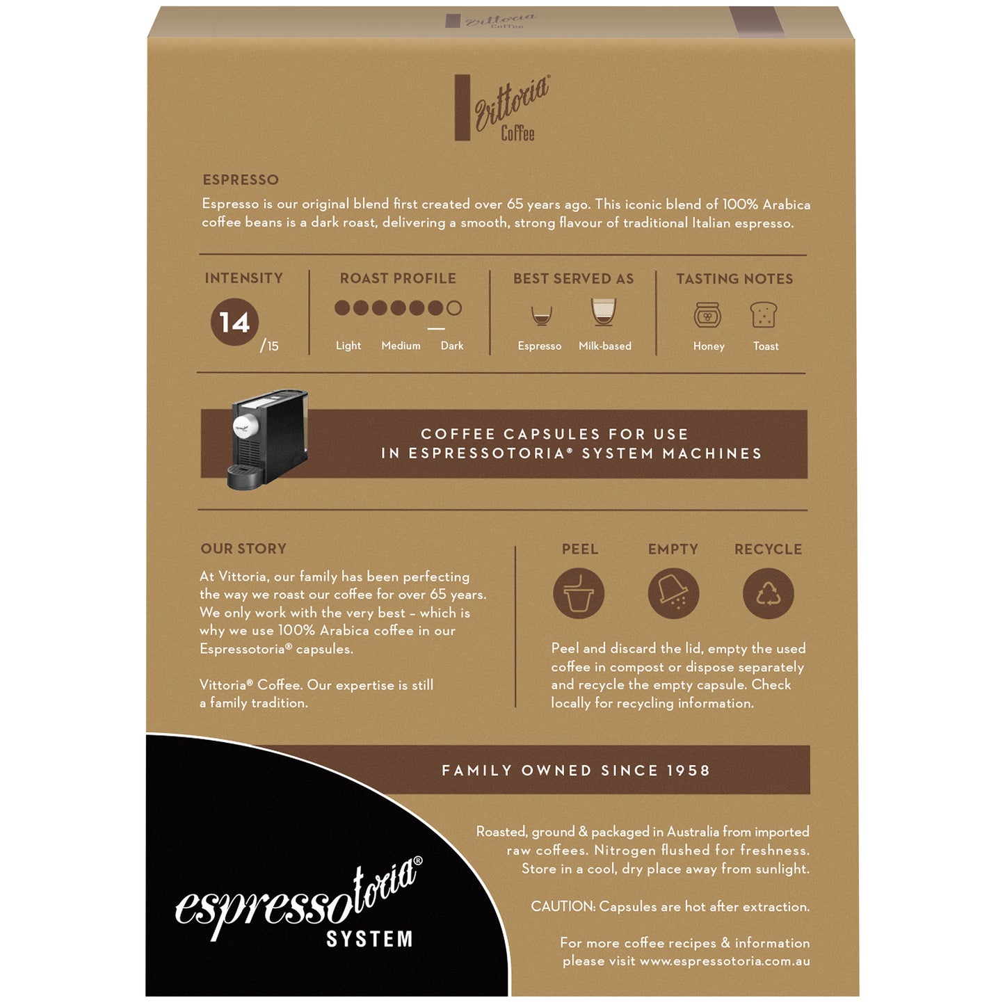 Vittoria Coffee Capsules Espresso Espressotoria System x12 78g