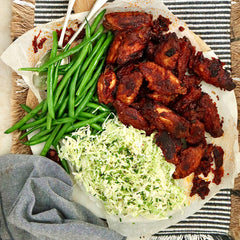 Spicy Buffalo Wings - with Blue Cheese Slaw and Green Beans