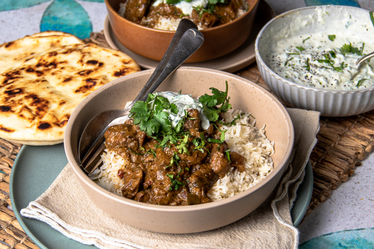 Beef Madras - with Basmati Rice and Raita