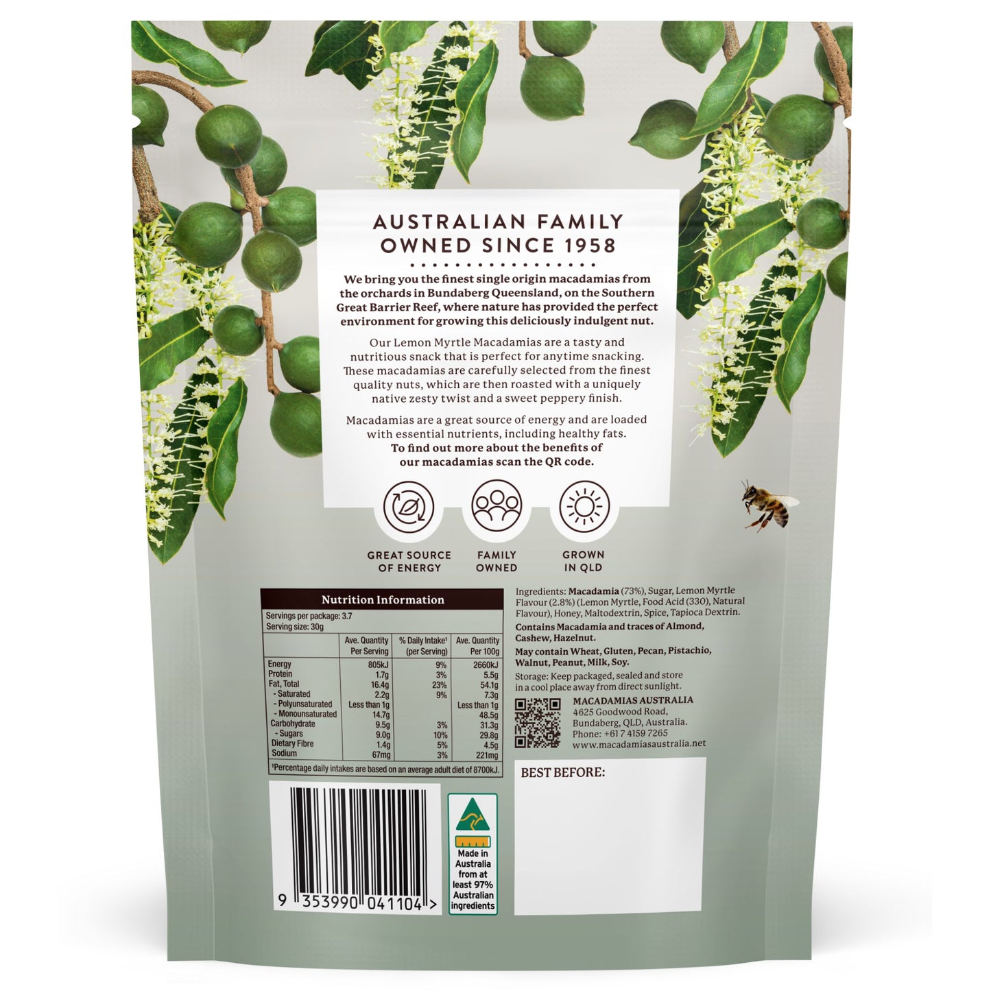 Macadamias Australia Lemon Myrtle Macadamias 110g