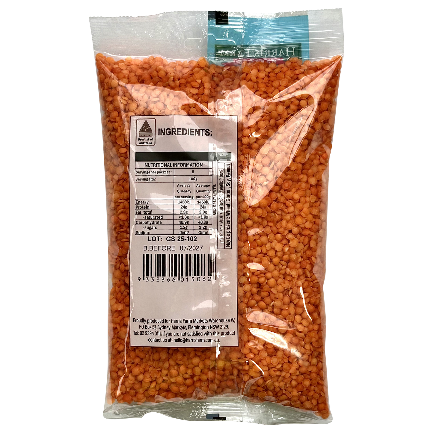 Harris Farm Australian Red Split Lentils 500g