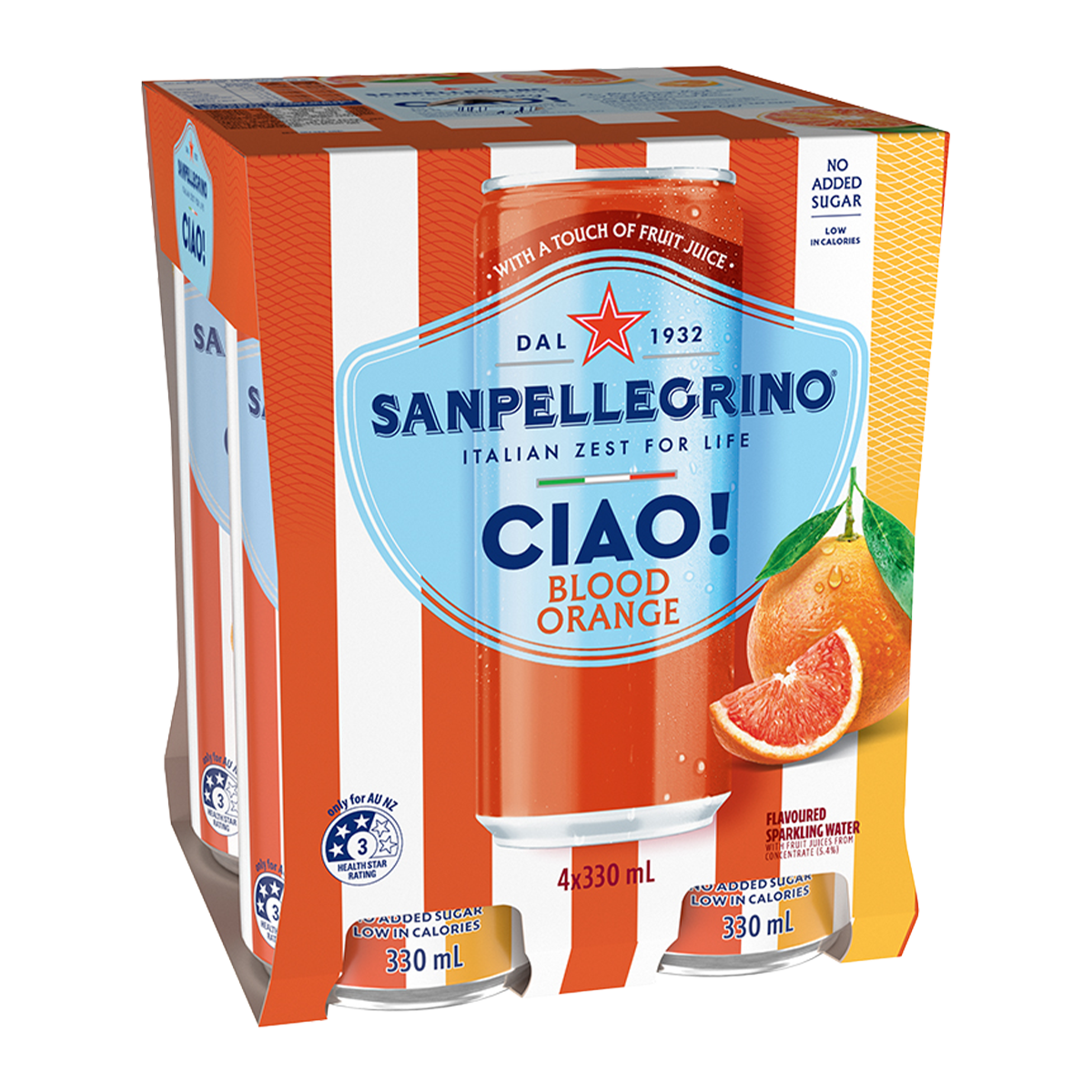 Sanpellegrino CIAO! Blood Orange Sparkling Water x4 330ml