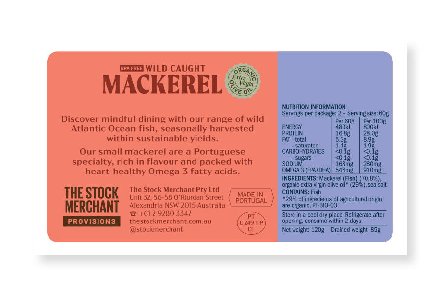 The Stock Merchant Wild Mackerel in Extra Virgin Olive Oil 120g