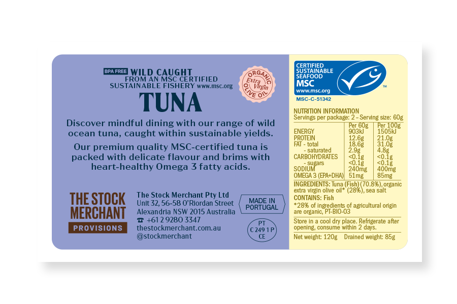 The Stock Merchant MSC Tuna in Extra Virgin Olive Oil 120g