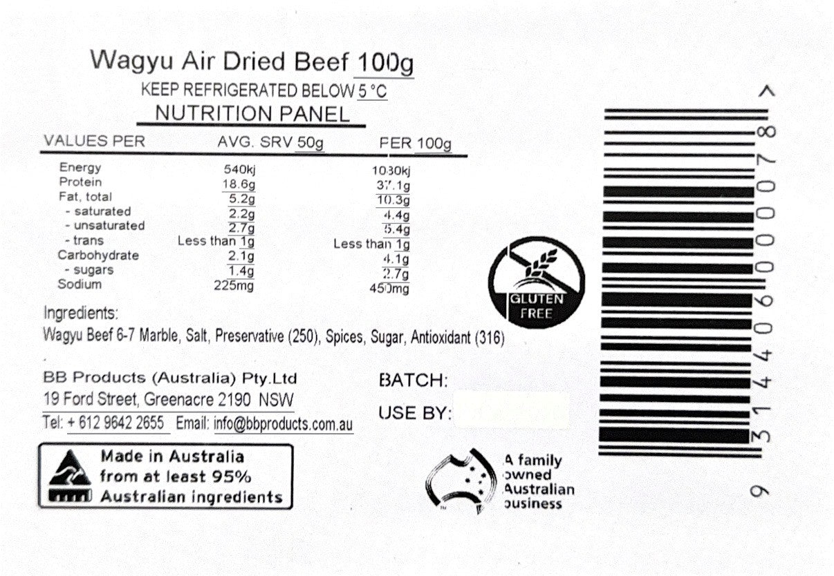 B-B Products Air Dried Wagyu Beef 100g
