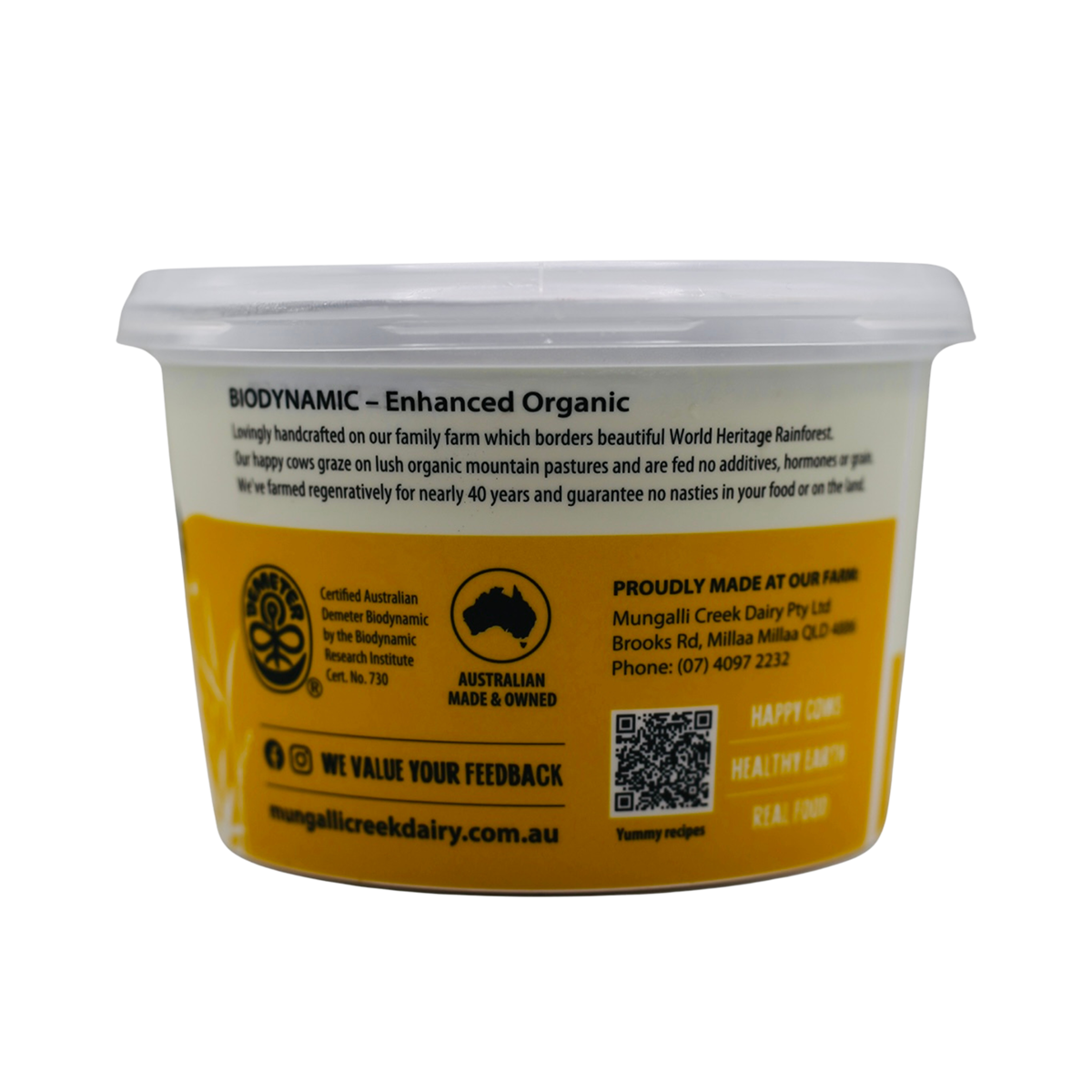 Mungalli Creek Dairy Organic Yogurt Bush Honey 500g