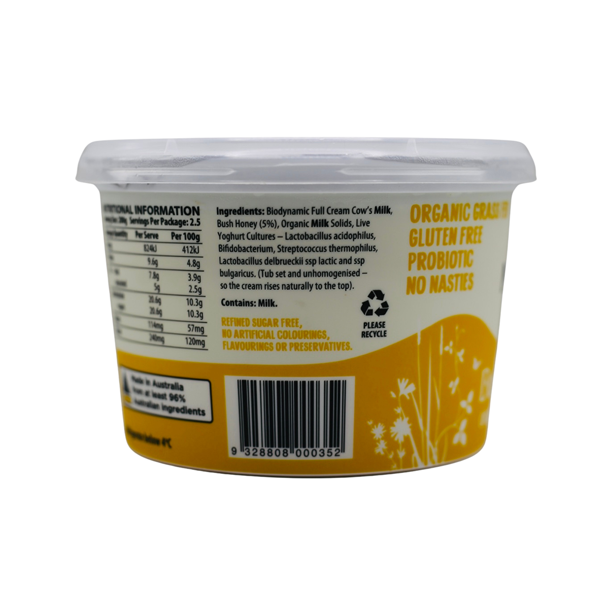 Mungalli Creek Dairy Organic Yogurt Bush Honey 500g