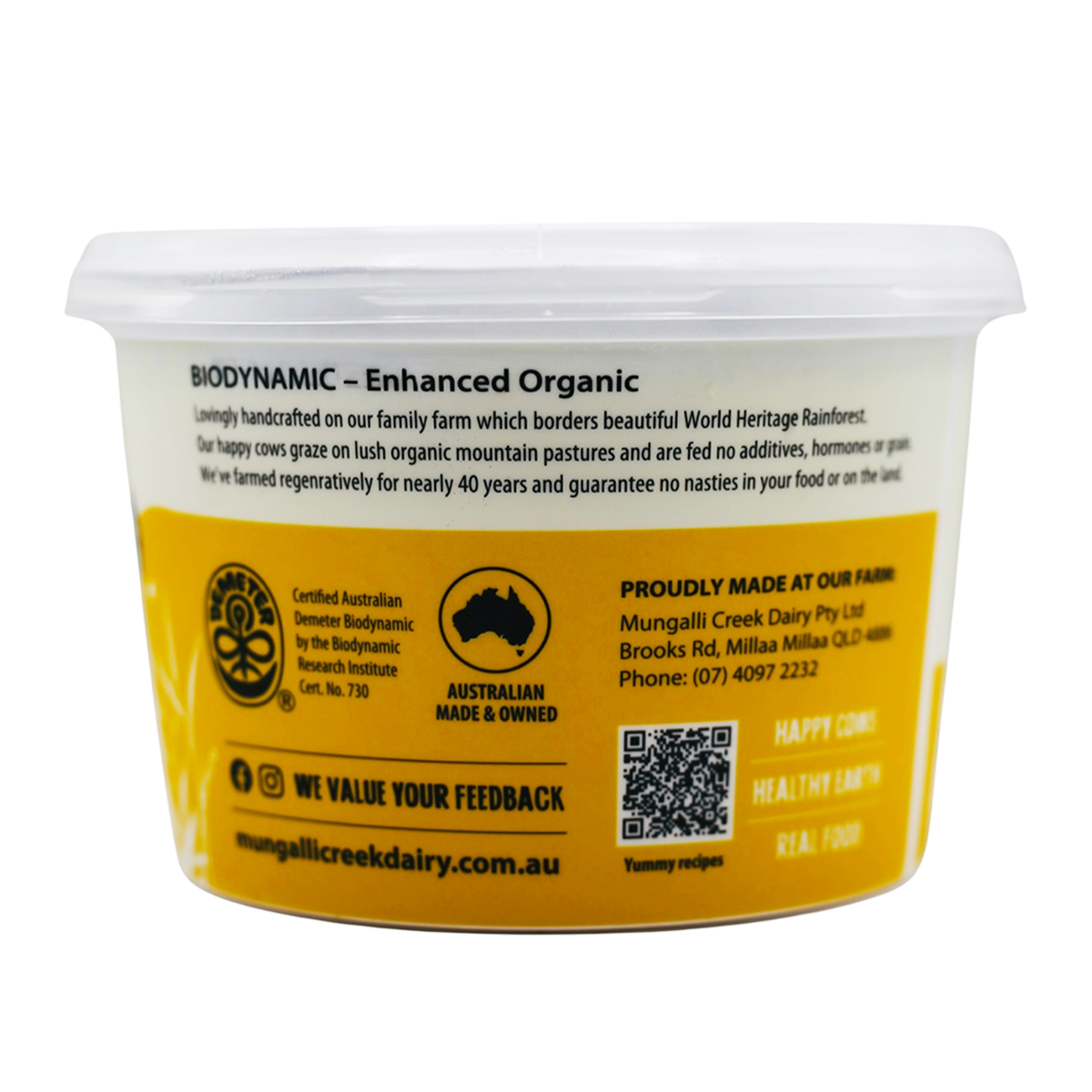 Mungalli Creek Dairy Organic Yogurt Bush Honey 500g