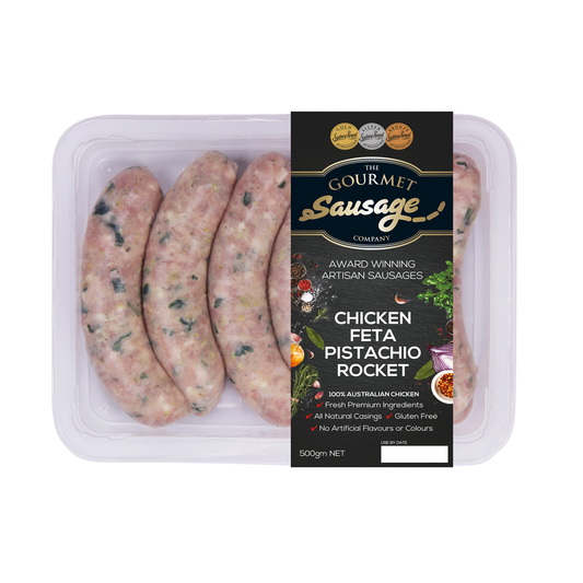 The Gourmet Sausage Chicken Feta Pistachio Rocket Sausages 500g