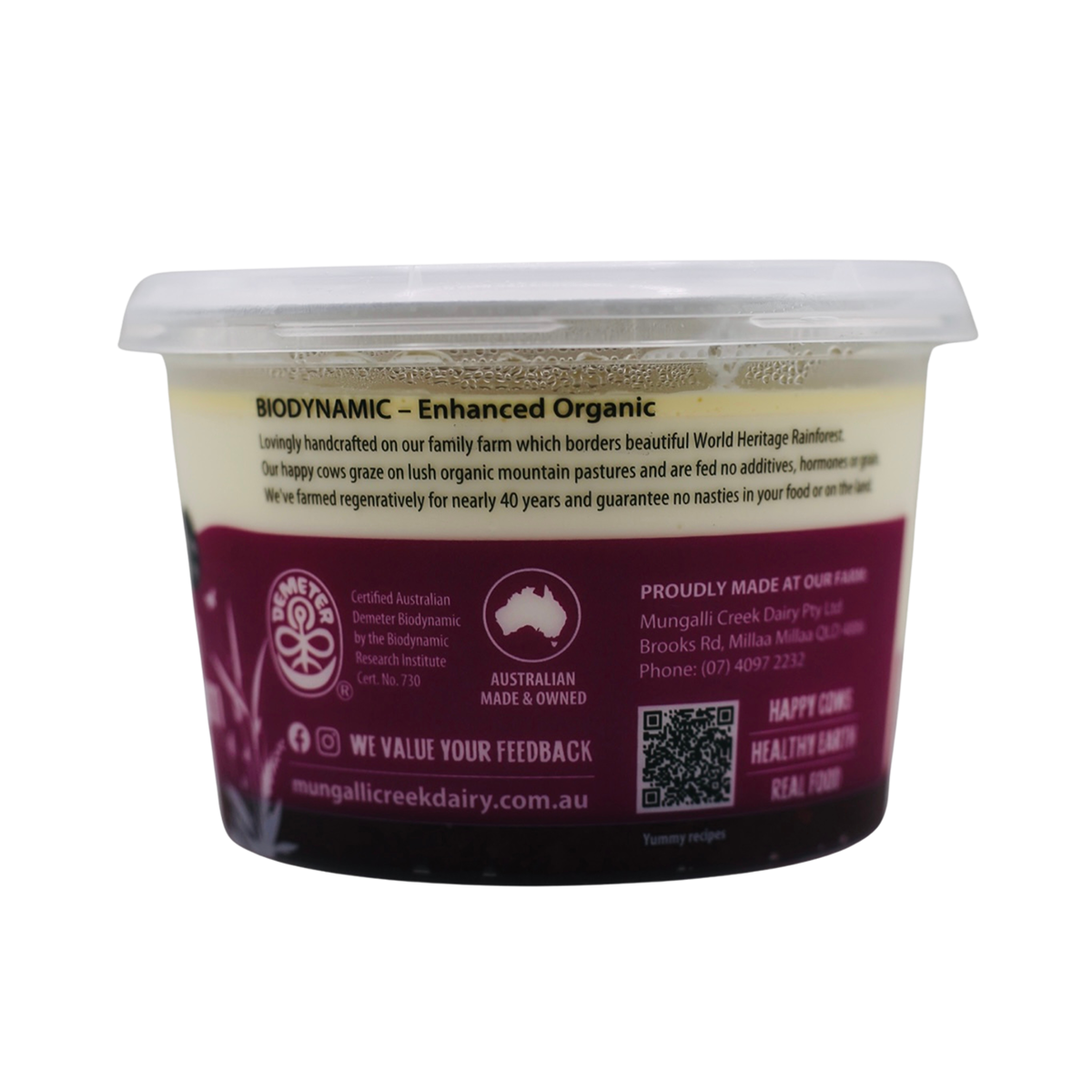 Mungalli Creek Dairy Organic Yogurt Davidson's Plum 500g