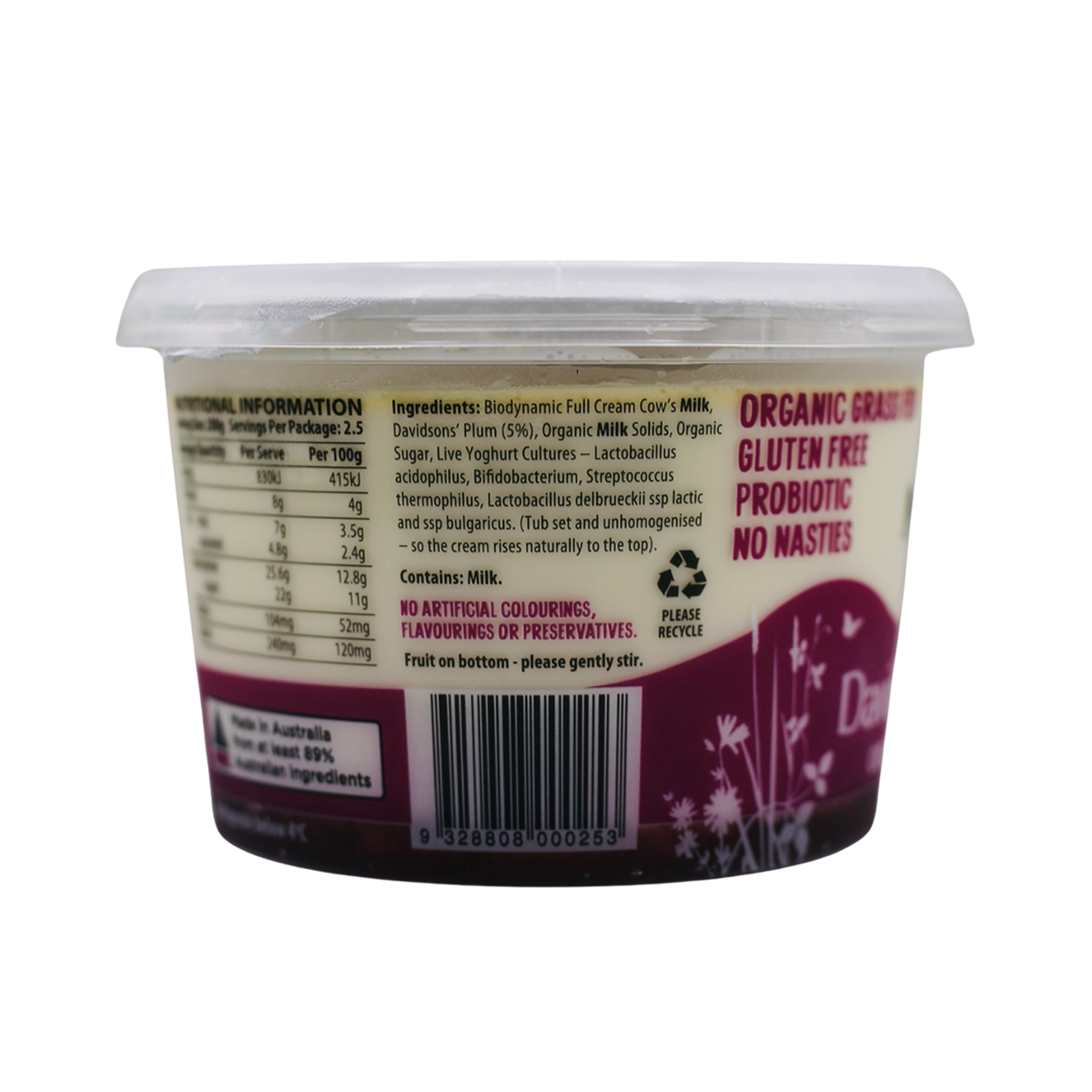Mungalli Creek Dairy Organic Yogurt Davidson's Plum 500g
