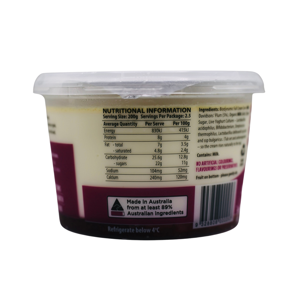 Mungalli Creek Dairy Organic Yogurt Davidson's Plum 500g