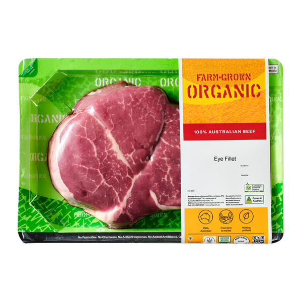 Farm Grown Organic Beef Eye Fillet Steak 250350g Harris Farm Markets