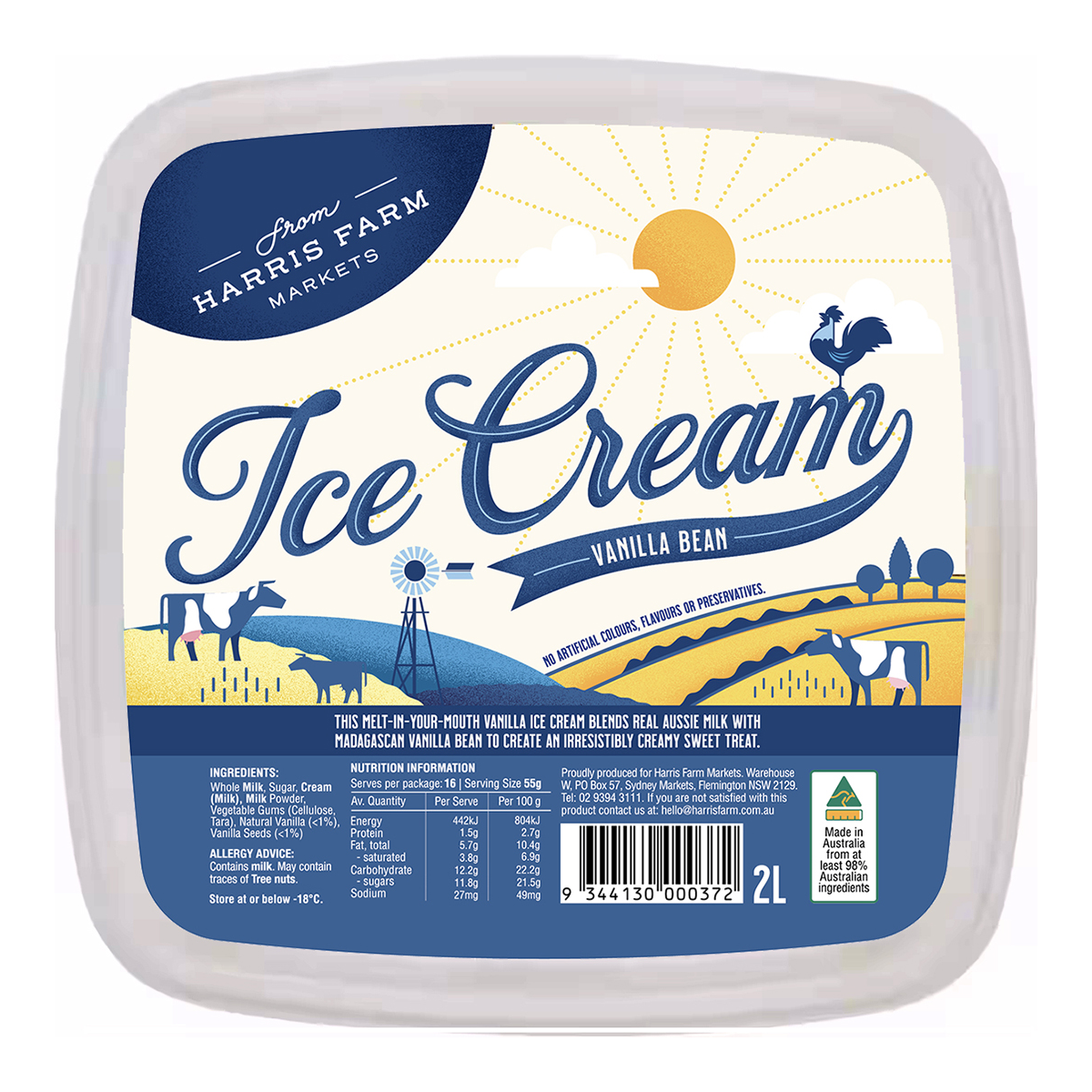 Harris Farm Ice Cream Vanilla 2L