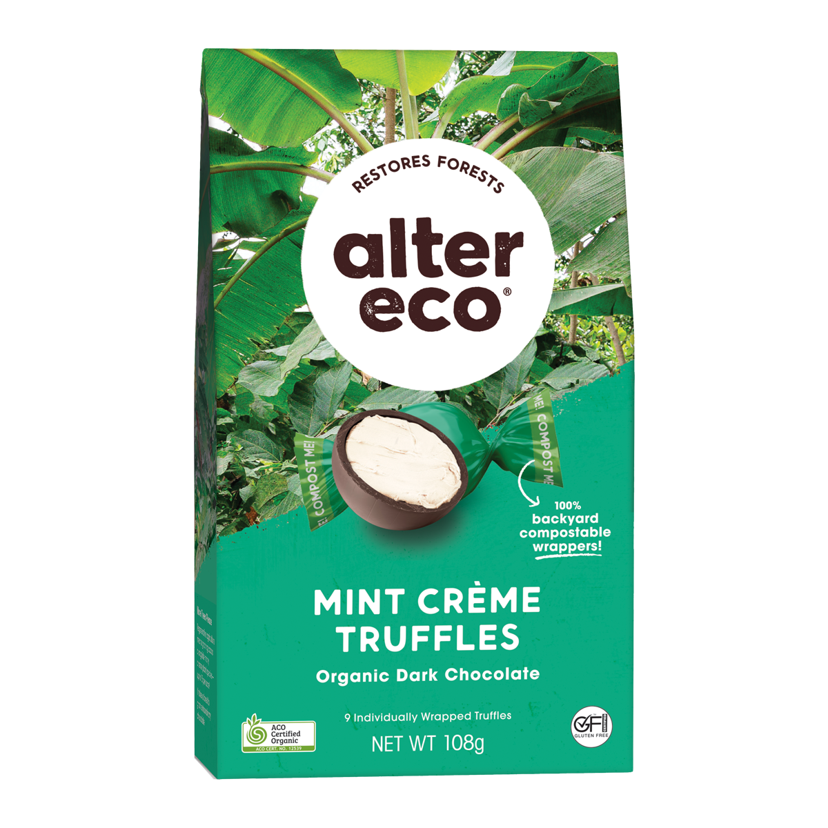 Alter Eco Organic Truffles Dark Chocolate Mint Creme 108g