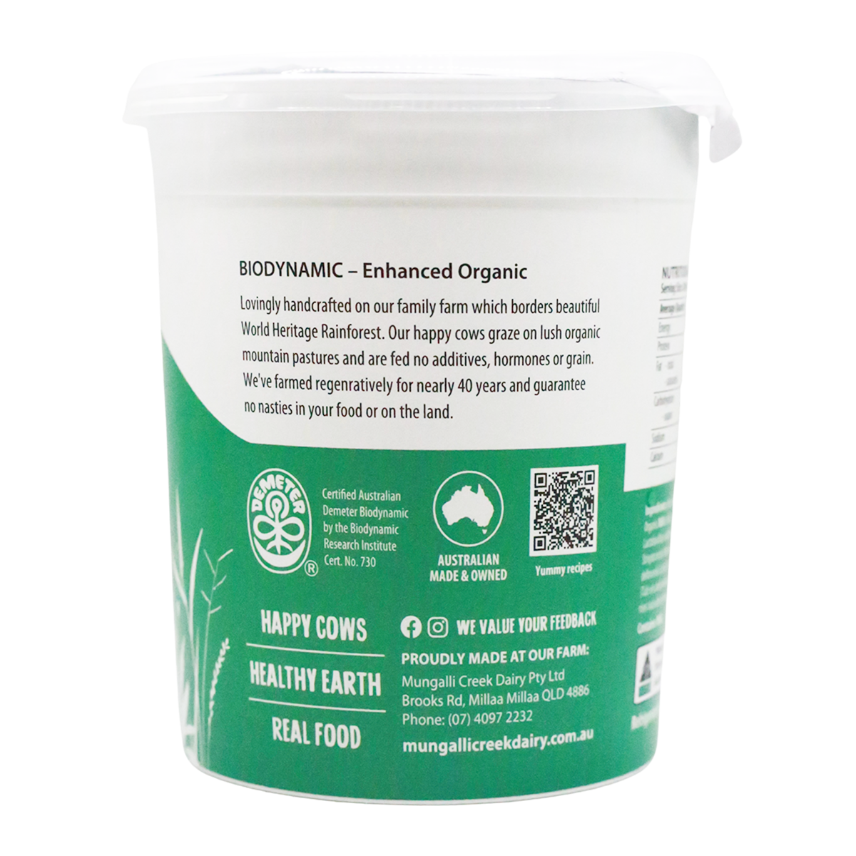 Mungalli Creek Dairy Organic Yogurt Natural 1kg