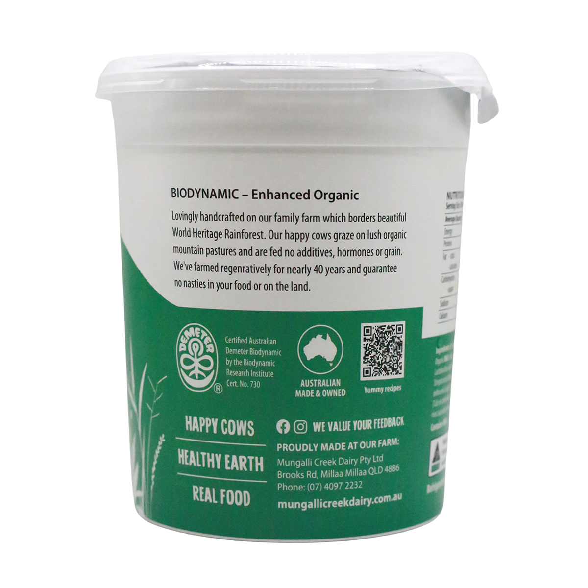 Mungalli Creek Dairy Organic Yogurt Natural 1kg