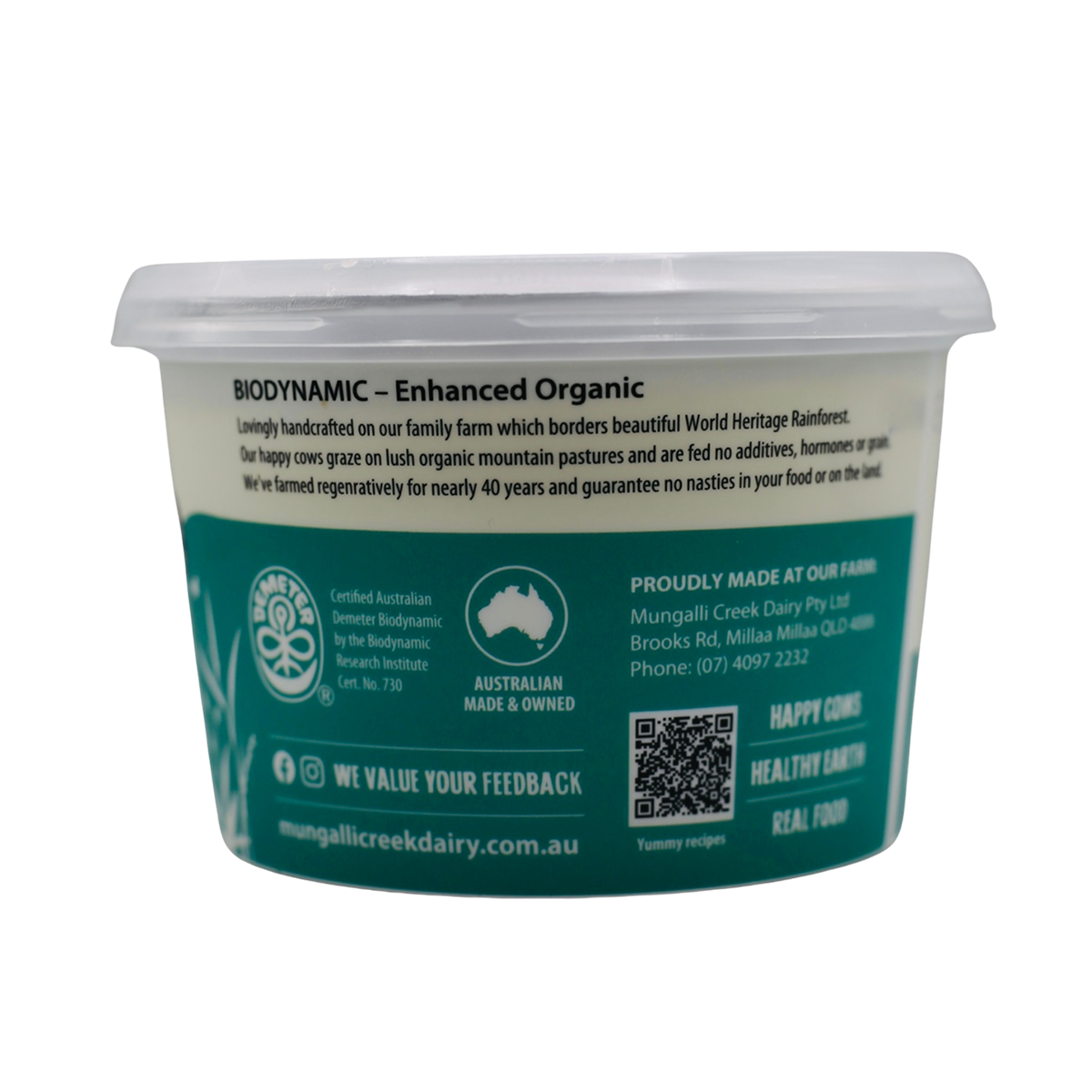 Mungalli Creek Dairy Organic Yogurt Natural 500g