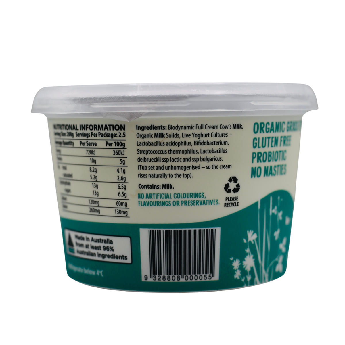 Mungalli Creek Dairy Organic Yogurt Natural 500g