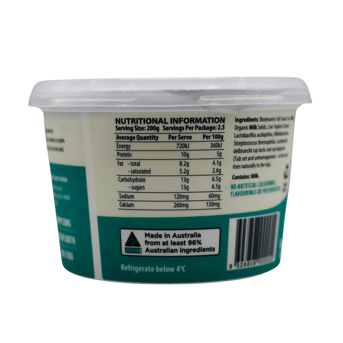 Mungalli Creek Dairy Organic Yogurt Natural 500g