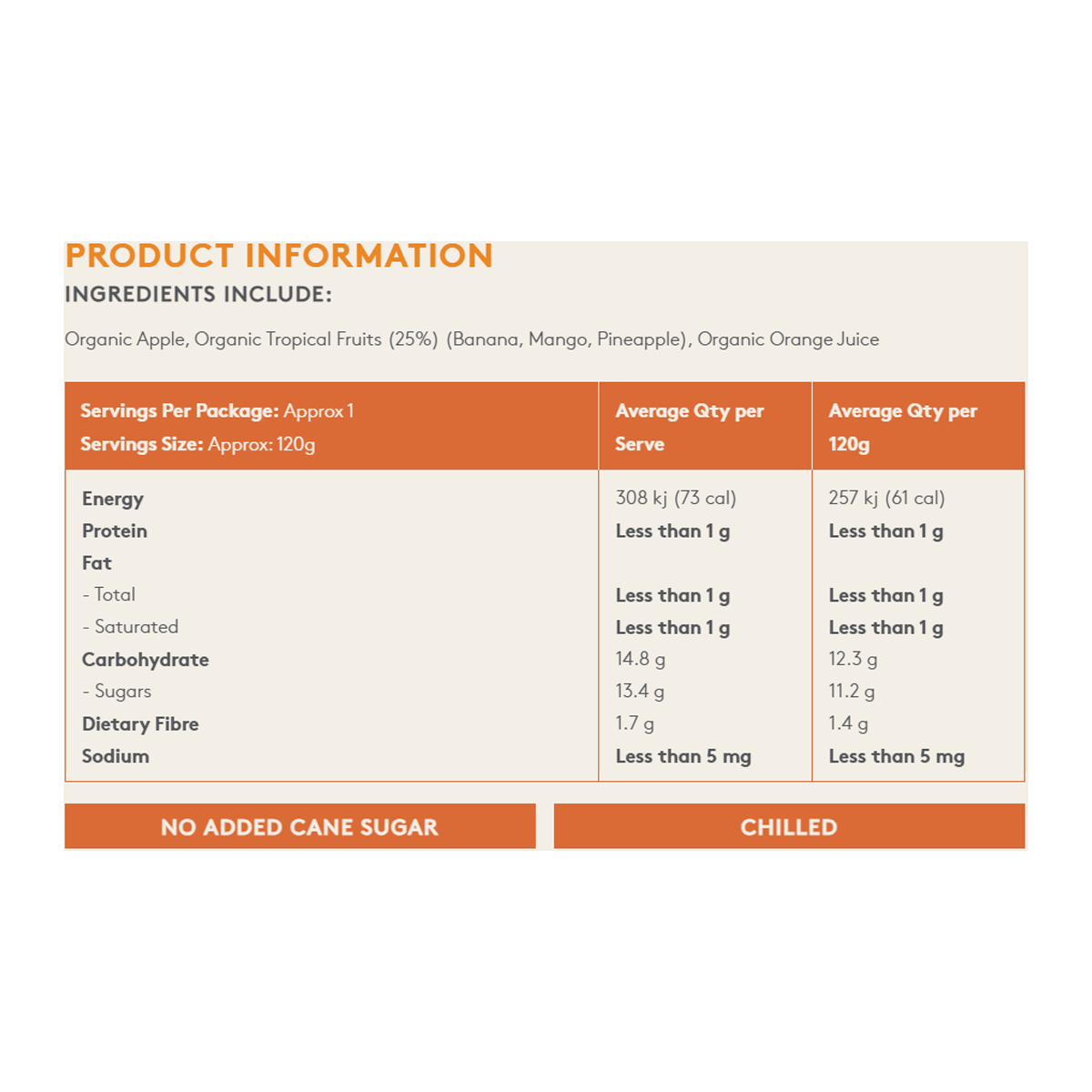 Australian Organic Food Co. Tropical Fruit Puree 120g