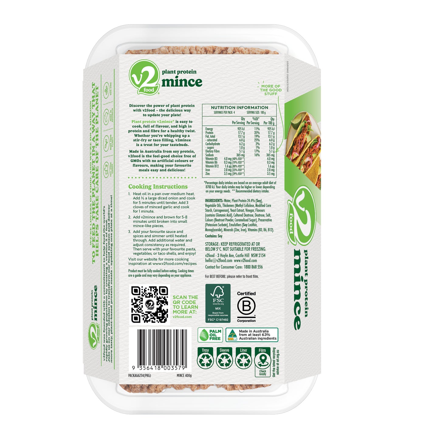 V2Food Plant Protein Mince 400g