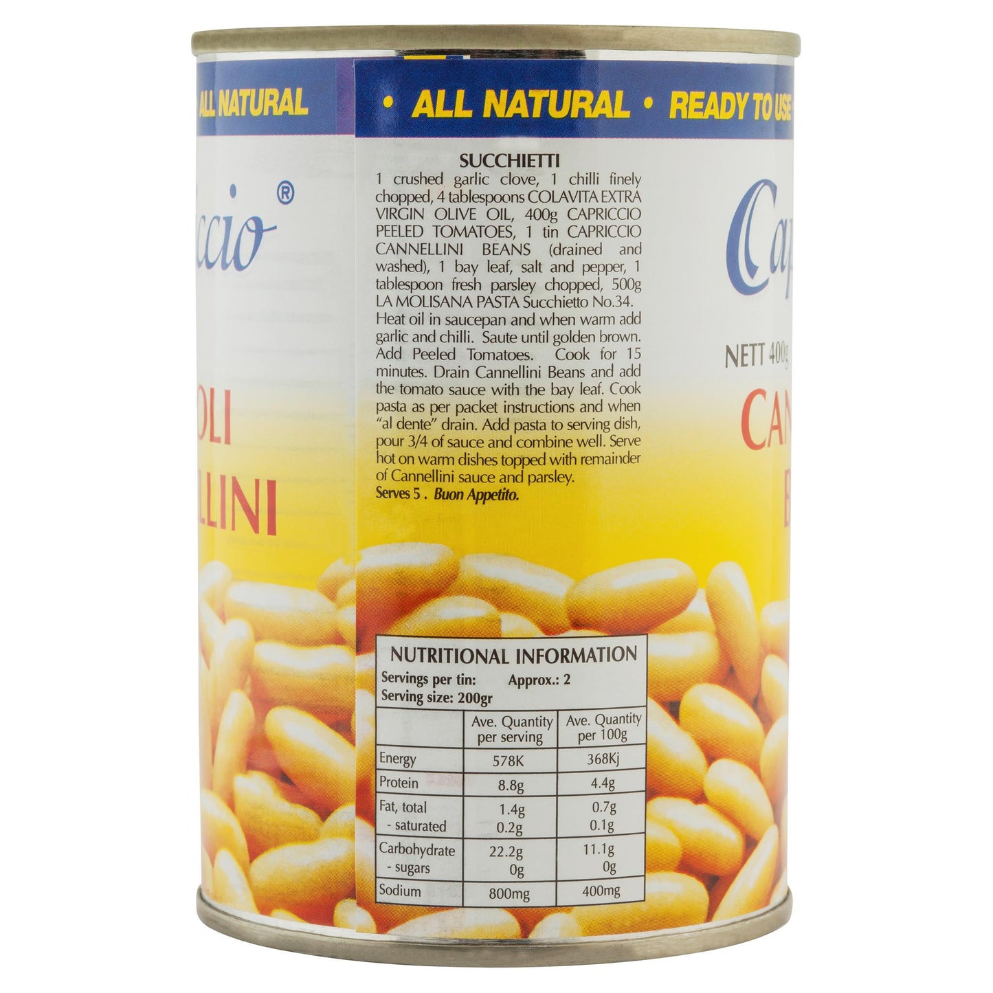 Capriccio Cannellini Beans 400g , Grocery-Can Veg - HFM, Harris Farm Markets
- 2