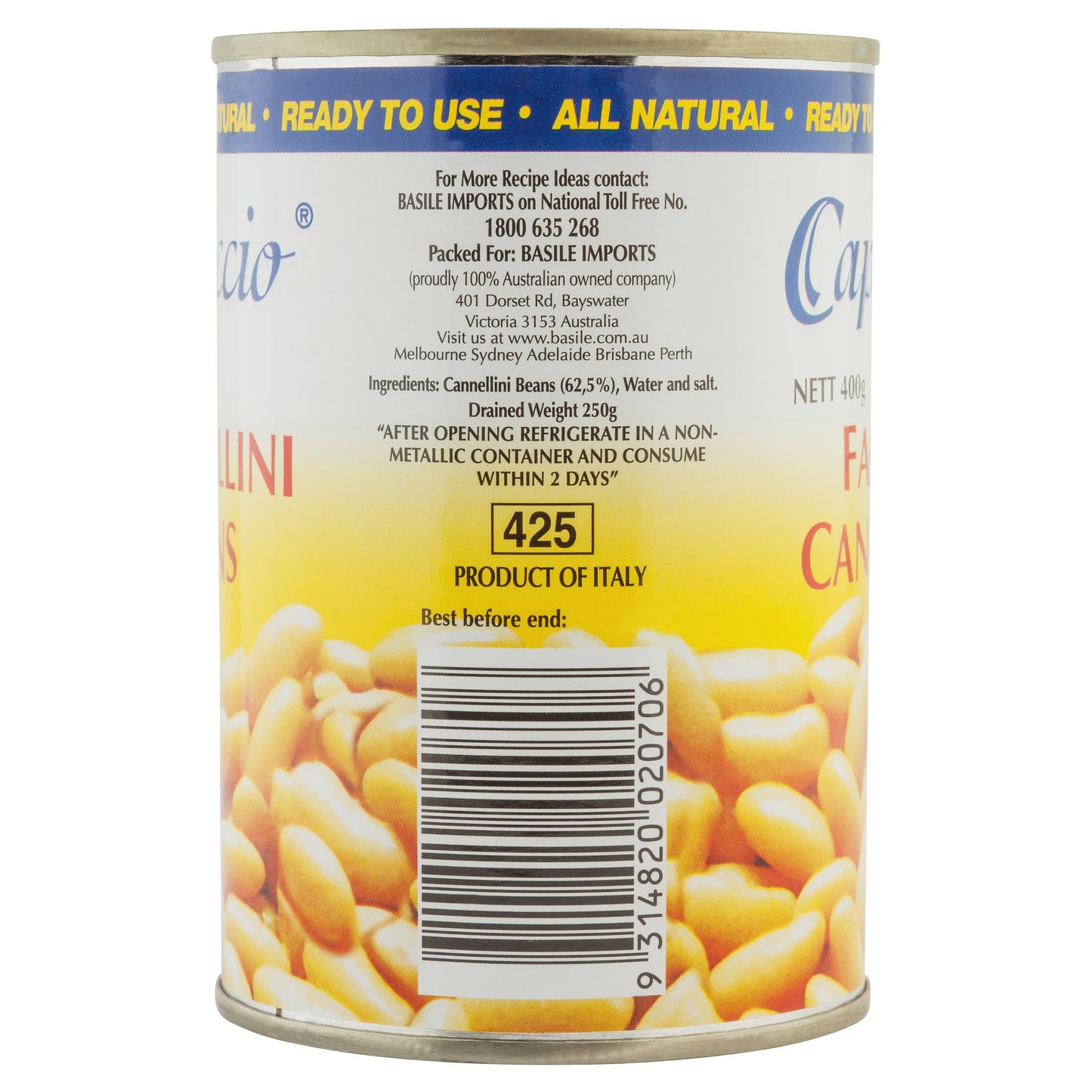 Capriccio Cannellini Beans 400g , Grocery-Can Veg - HFM, Harris Farm Markets
- 3