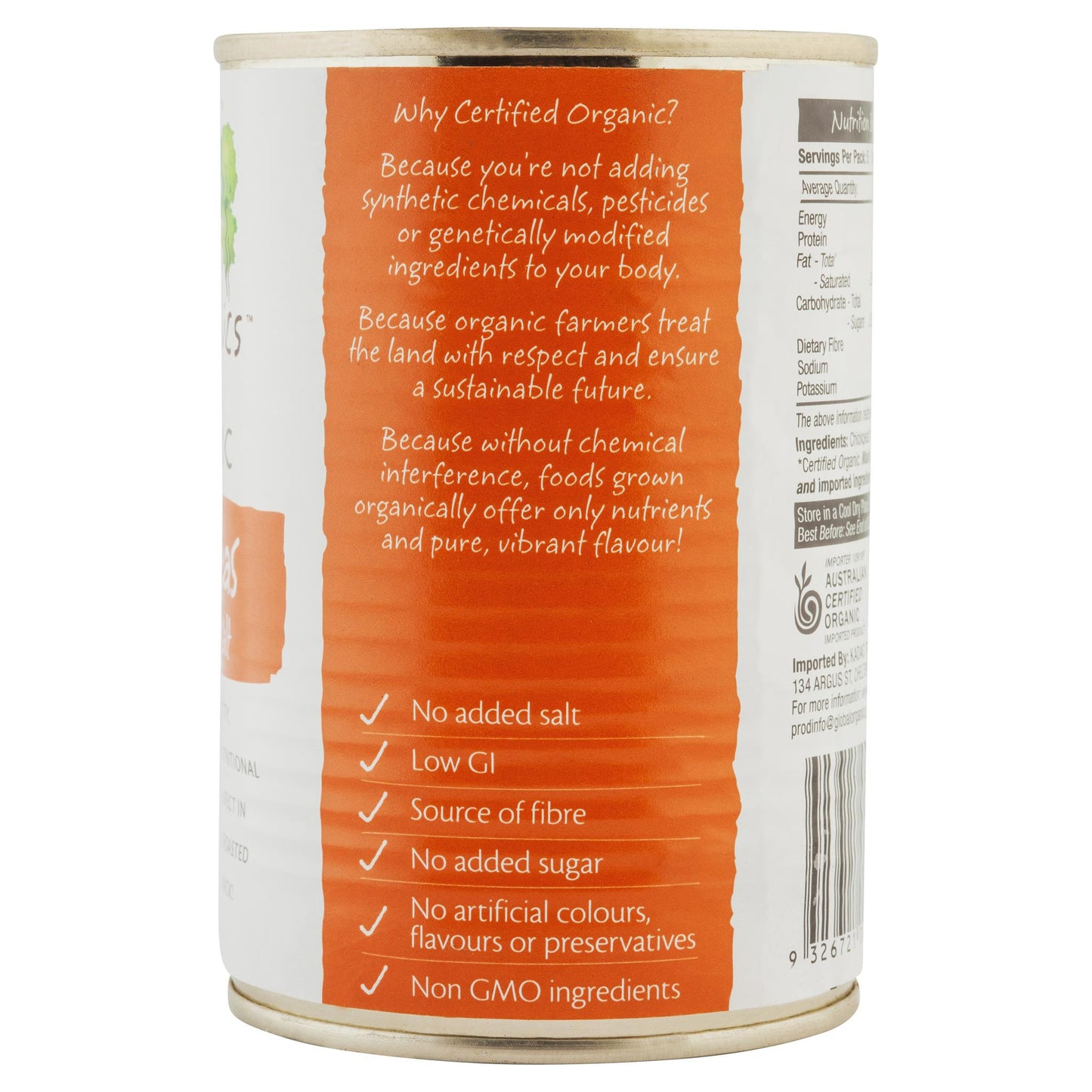 Global Organic Chickpeas No Added Salt 400g , Grocery-Condiments - HFM, Harris Farm Markets
- 2