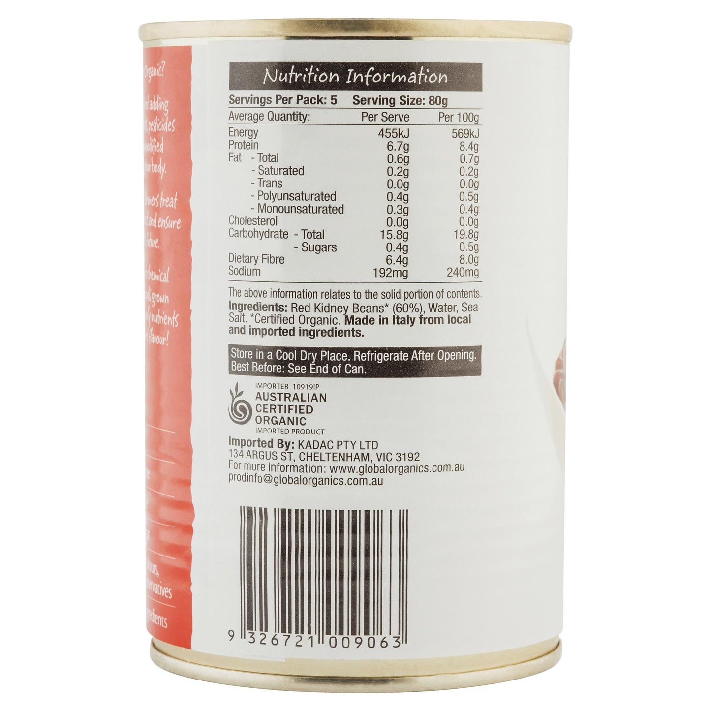 Global Organic Red Kidney Beans 400g , Grocery-Can Veg - HFM, Harris Farm Markets
- 3
