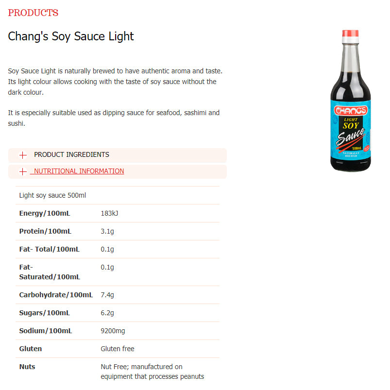 Changs Light Soy Sauce 500ml | Harris Farm Markets Online