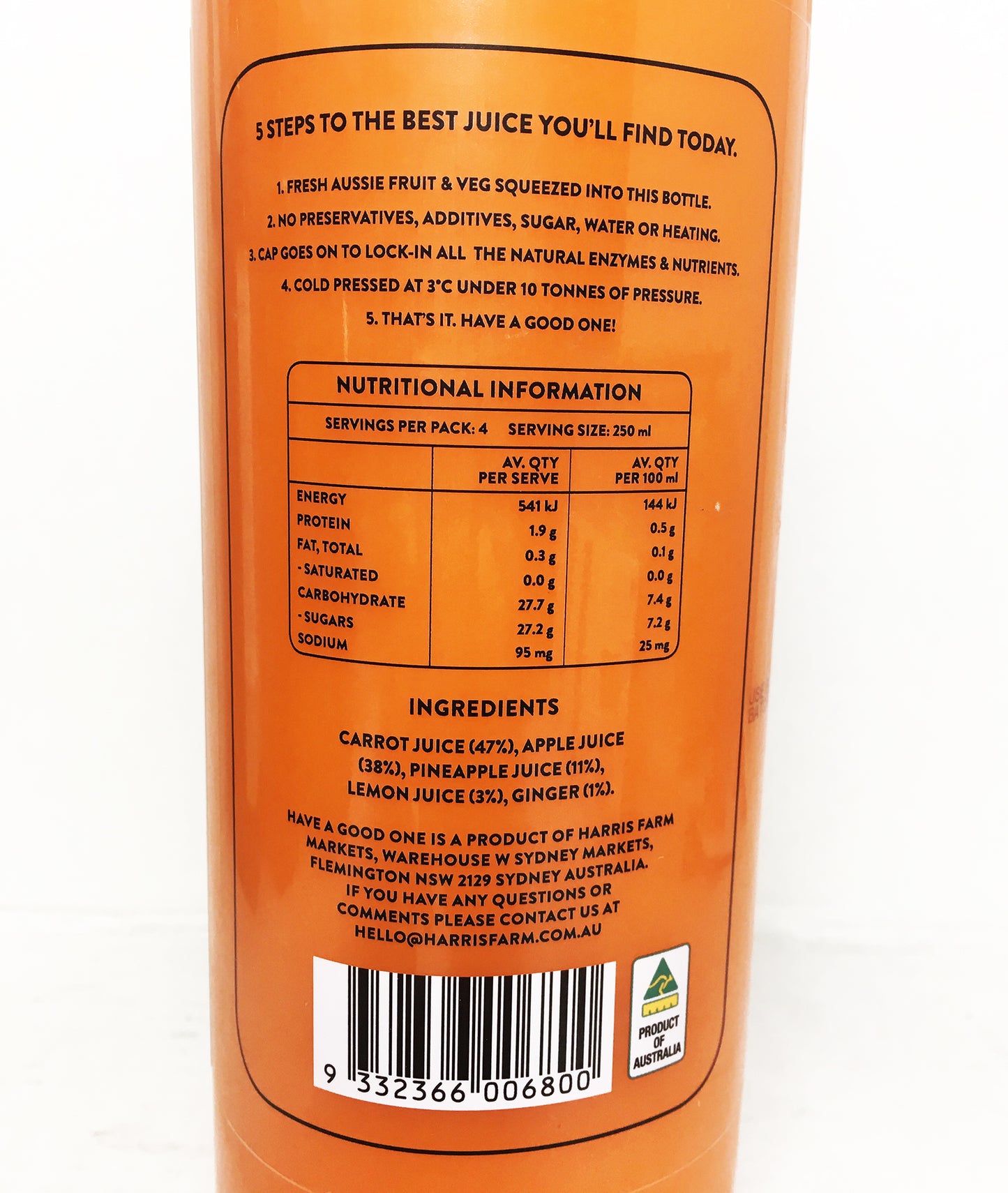 Harris Farm - Juice Cold Pressed - Carrot Shield | Harris Farm Online