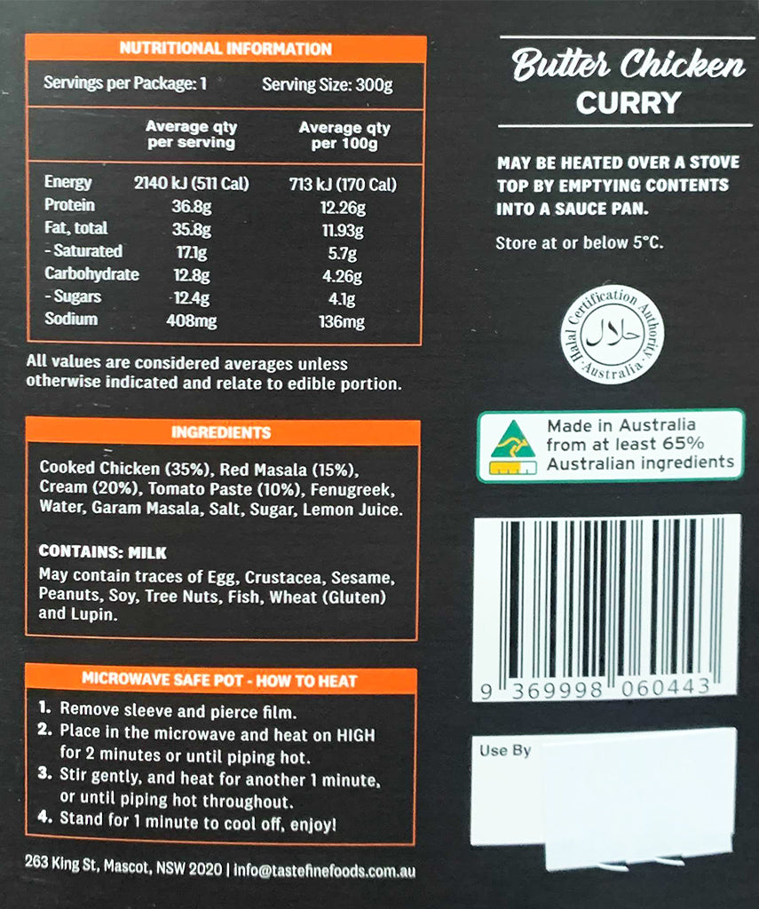 Taste Fine Food Butter Chicken Curry | Harris Farm Online