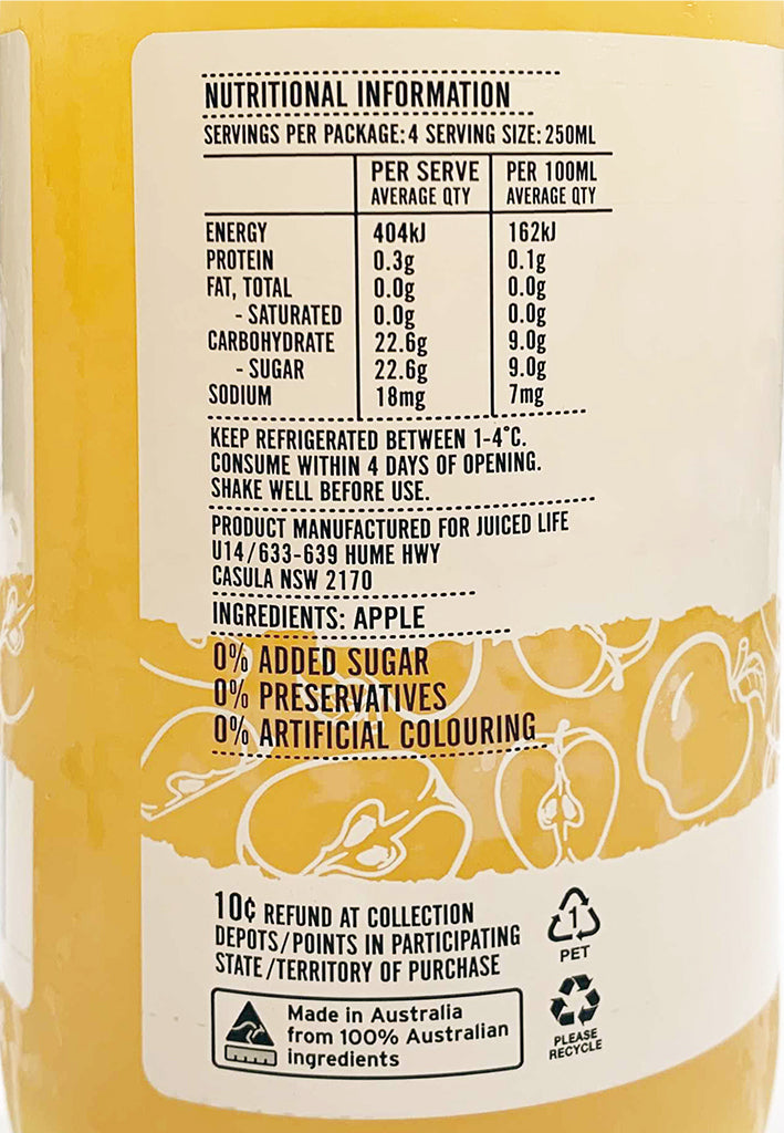 Juiced Life Cold Pressed Cloudy Apple Juice | Harris Farm Online