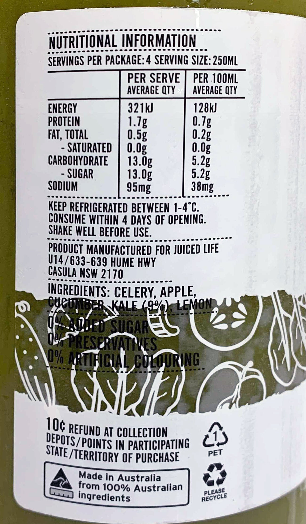 Juiced Life Cold Pressed Kale and Veggie Juice | Harris Farm Online