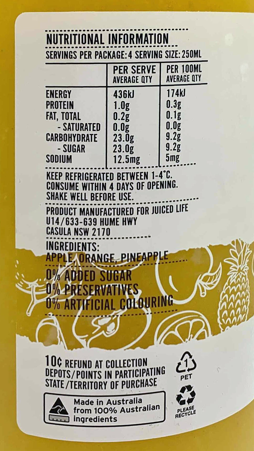 Juiced Life Cold Pressed Radiance Juice | Harris Farm Online