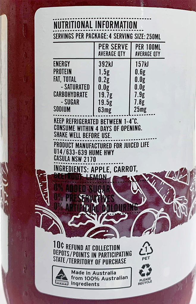 Juiced Life Cold Pressed Heartbeat Juice 1l