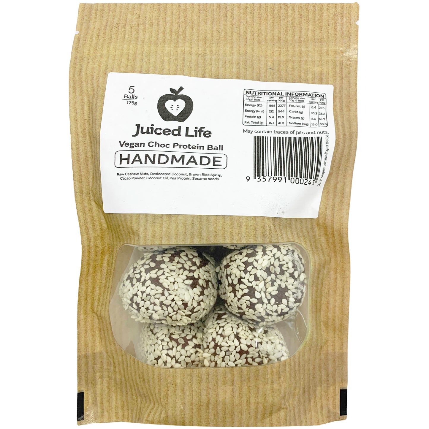 Juiced Life Vegan Choc Protein Ball | Harris Farm Online