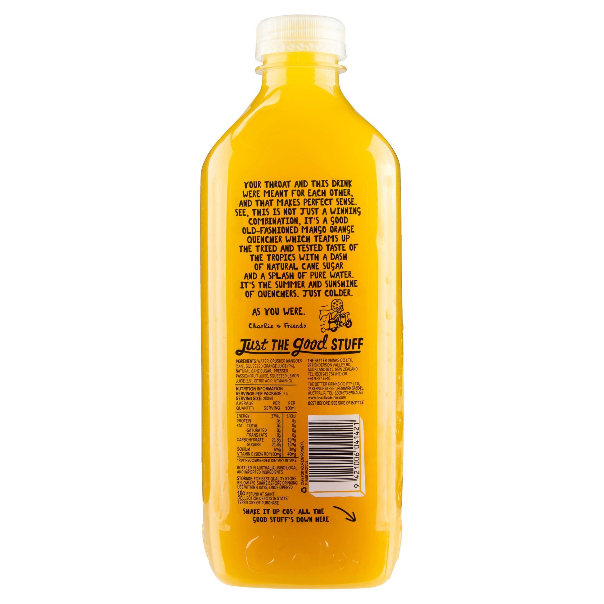 Charlies Mango And Orange Quencher 1.5L , Frdg1-Drinks - HFM, Harris Farm Markets
 - 2