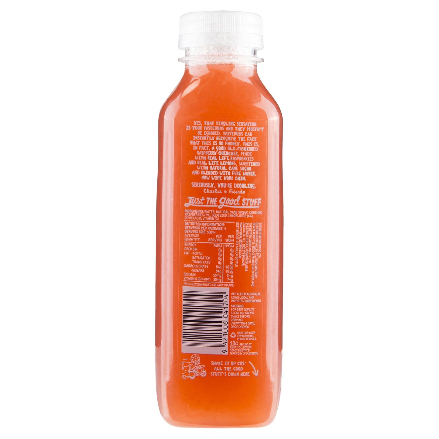 Charlies Old Fashioned Raspberry Quencher 500ml , Frdg1-Drinks - HFM, Harris Farm Markets
- 2