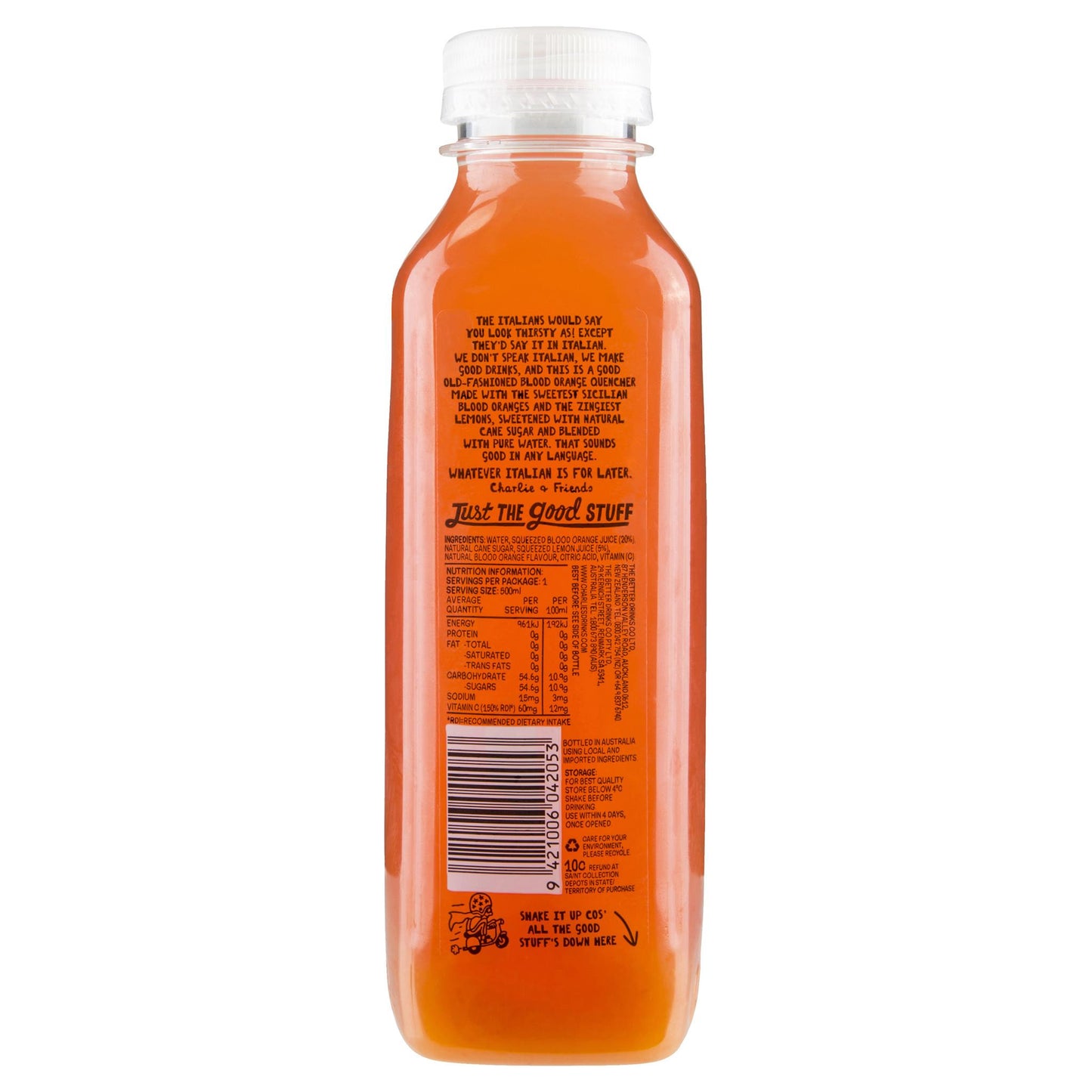 Charlies Old Fashioned Sicilian Blood Orange Quencher 500ml , Frdg1-Drinks - HFM, Harris Farm Markets
- 2