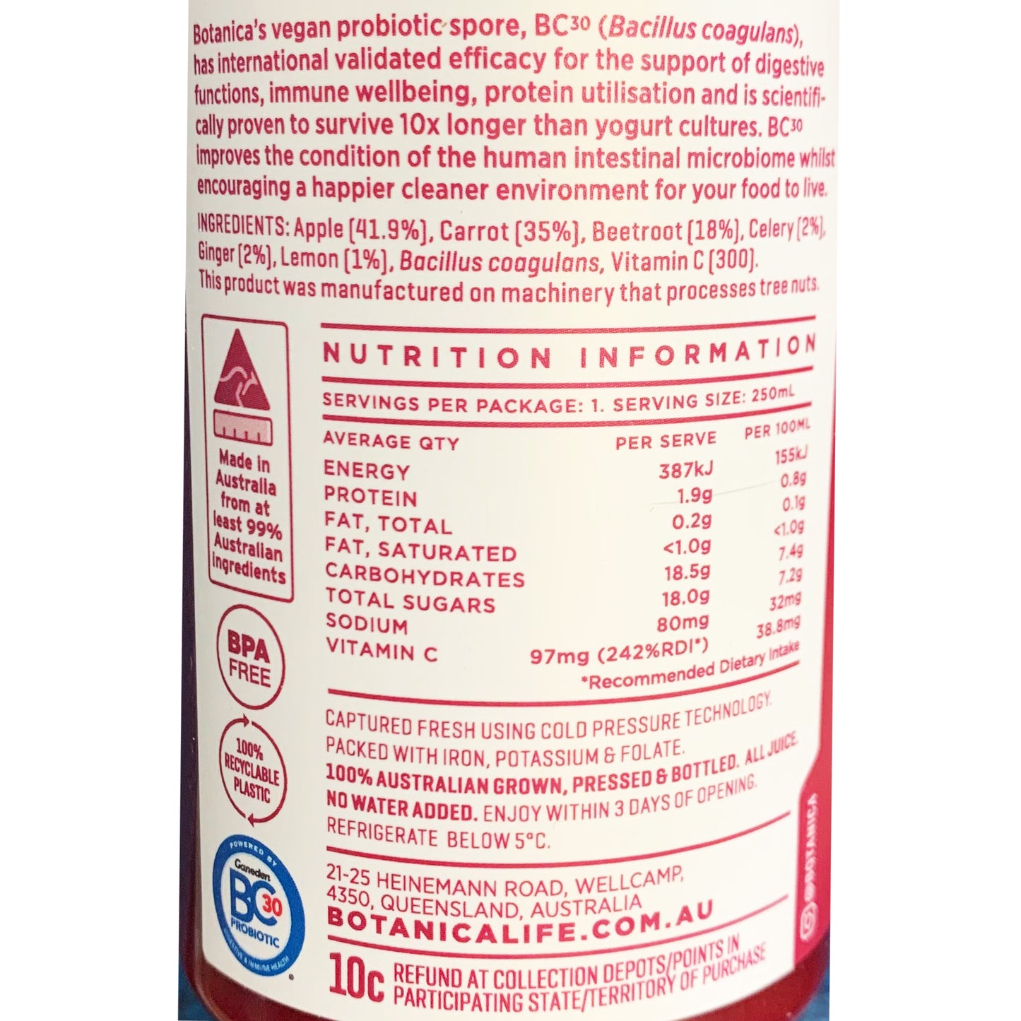 Botanica - Juice Cold Pressed - Beetroot Blend (250mL)