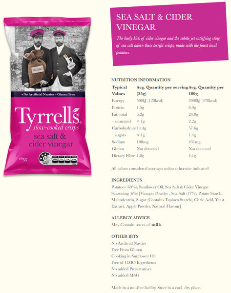 Tyrrells - Potato Chips - Sea Salted & Cider Vinegar | Harris Farm Online