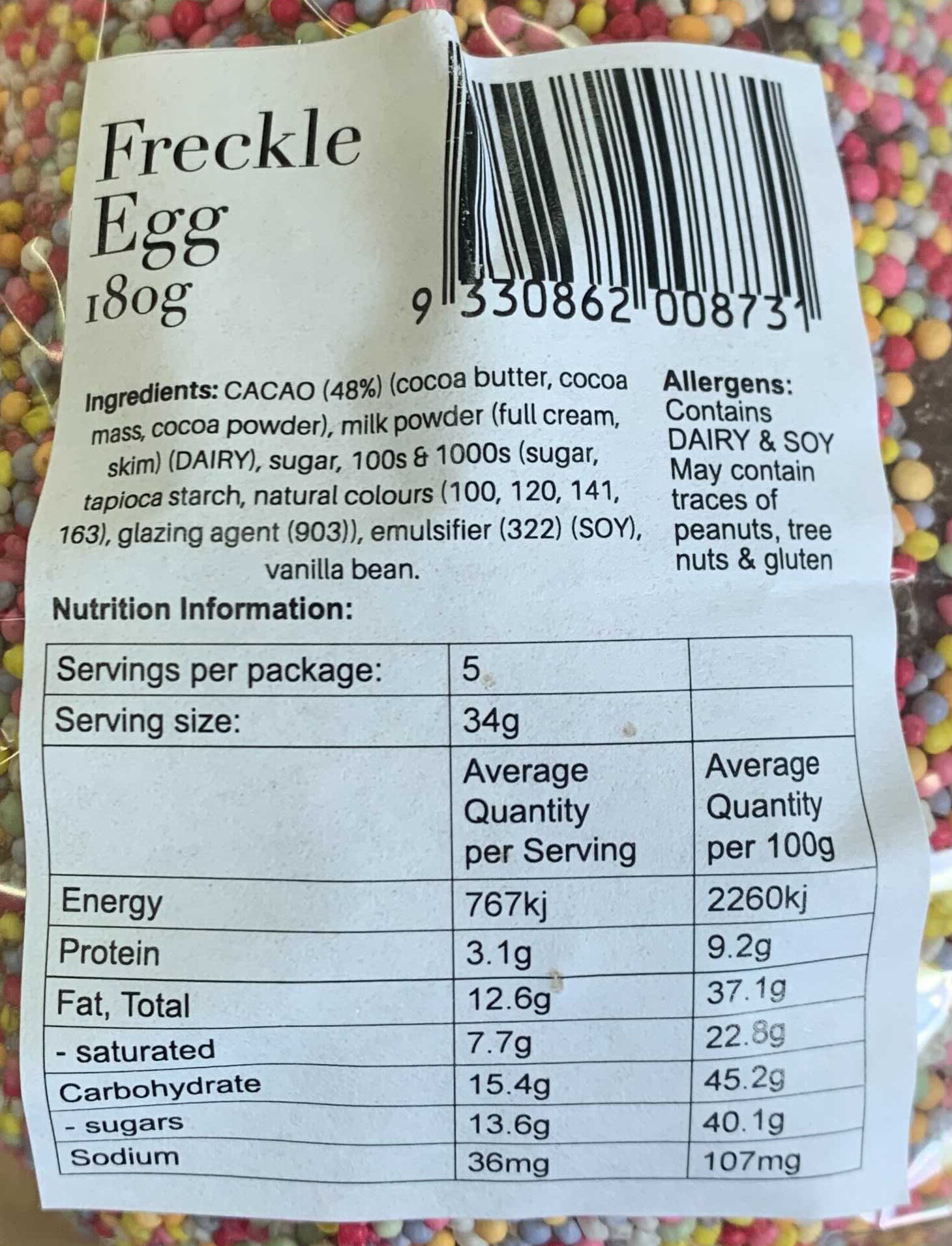 Melbourne Cocoa Freckle Milk Chocolate Easter Egg | Harris Farm Online