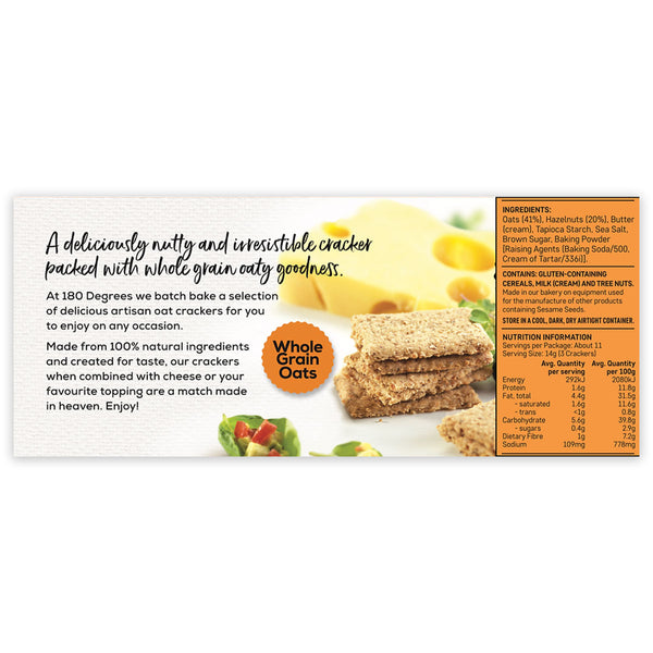 180 Degrees Hazelnut Oat Crackers 150g | Harris Farm Online