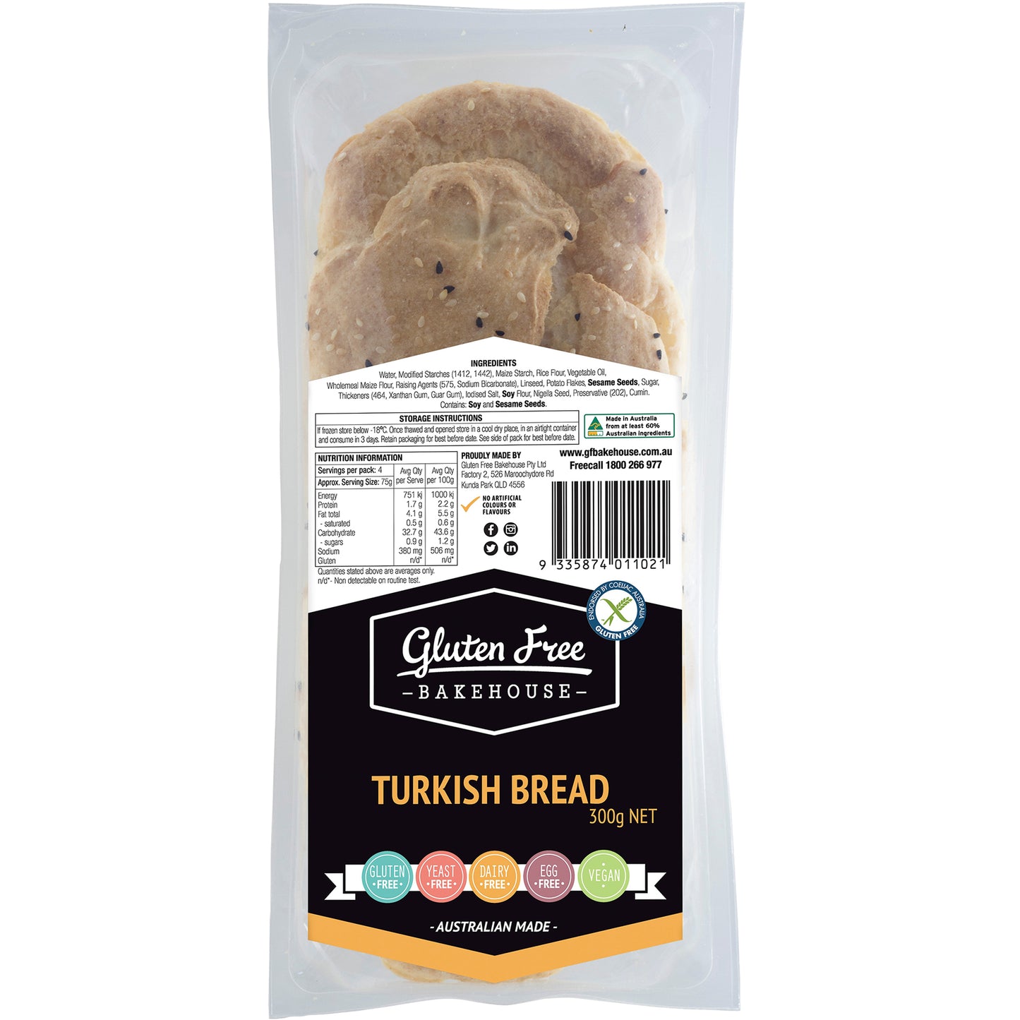 Gluten Free Bakehouse Turkish Bread | Harris Farm Online