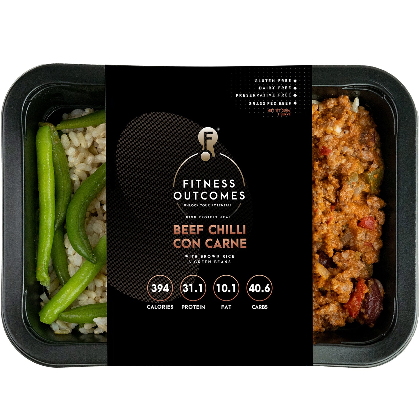 Grass Fed Beef Chilli Con Carne with Brown Rice and Green Beans | Harris Farm Online