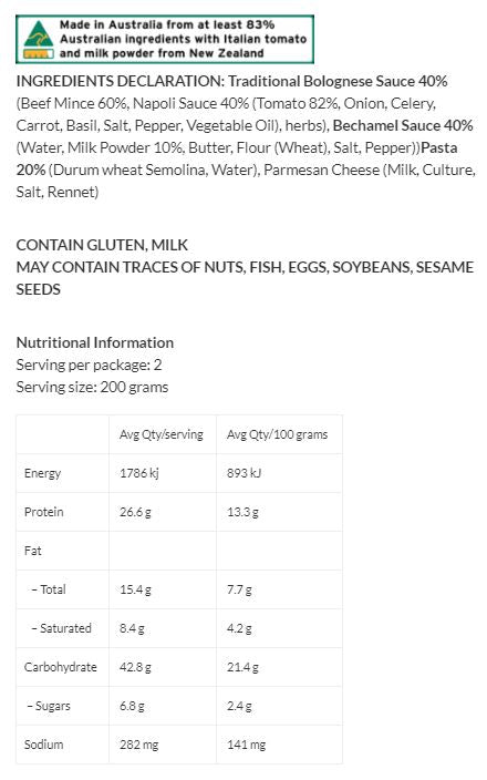 The Element Traditional Lasagna Bolognese | Harris Farm Online