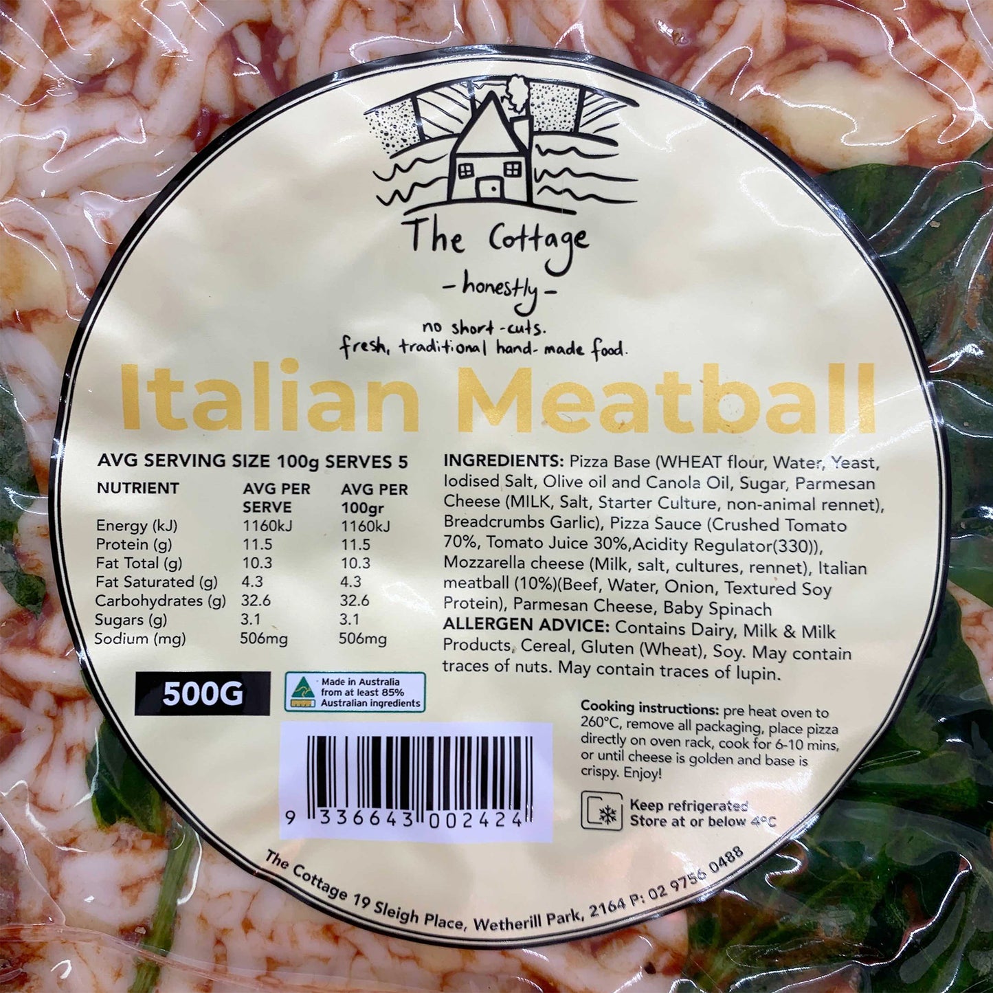 The Cottage Pizza Italian Meatball | Harris Farm Online