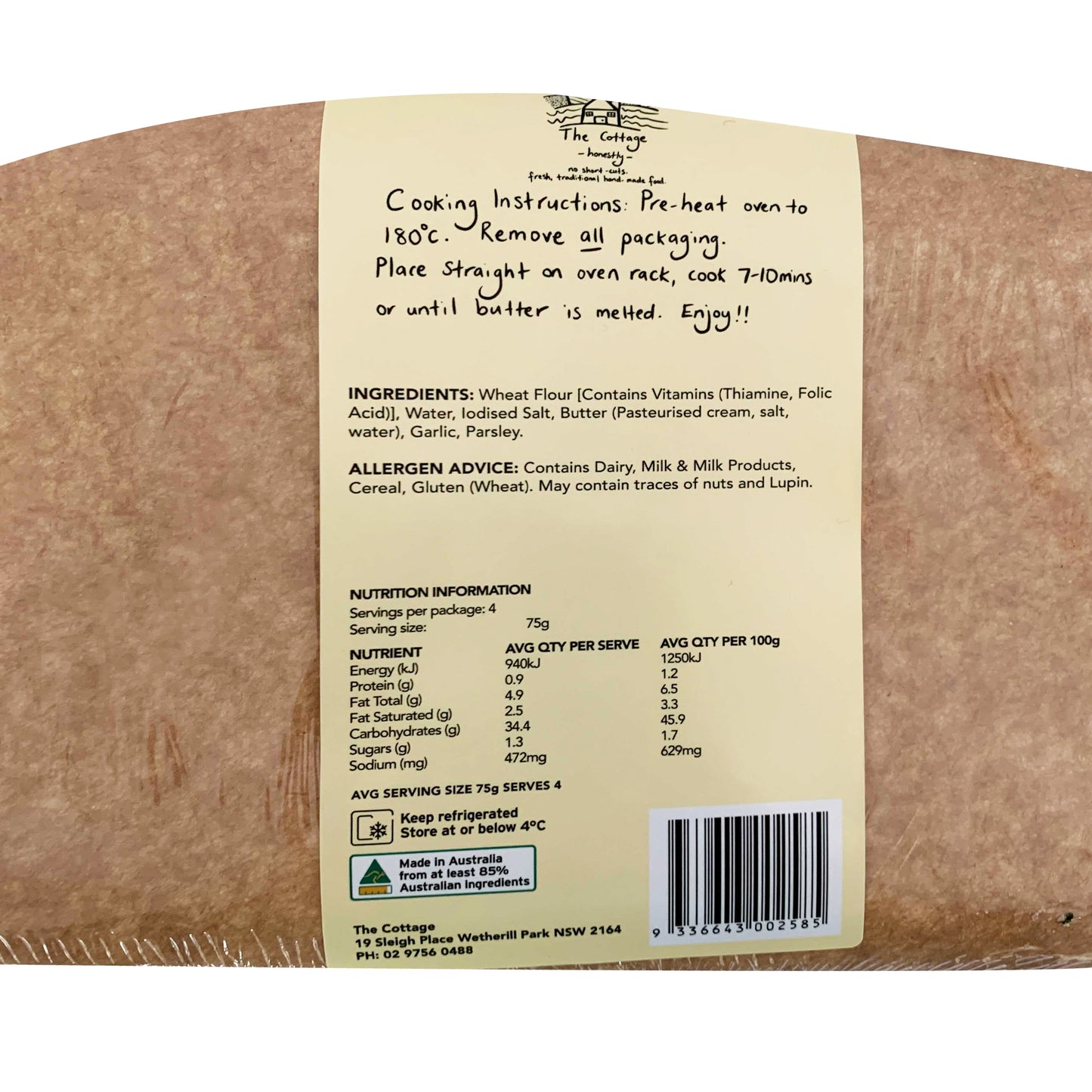 The Cottage Garlic Bread Gourmet Family | Harris Farm Online